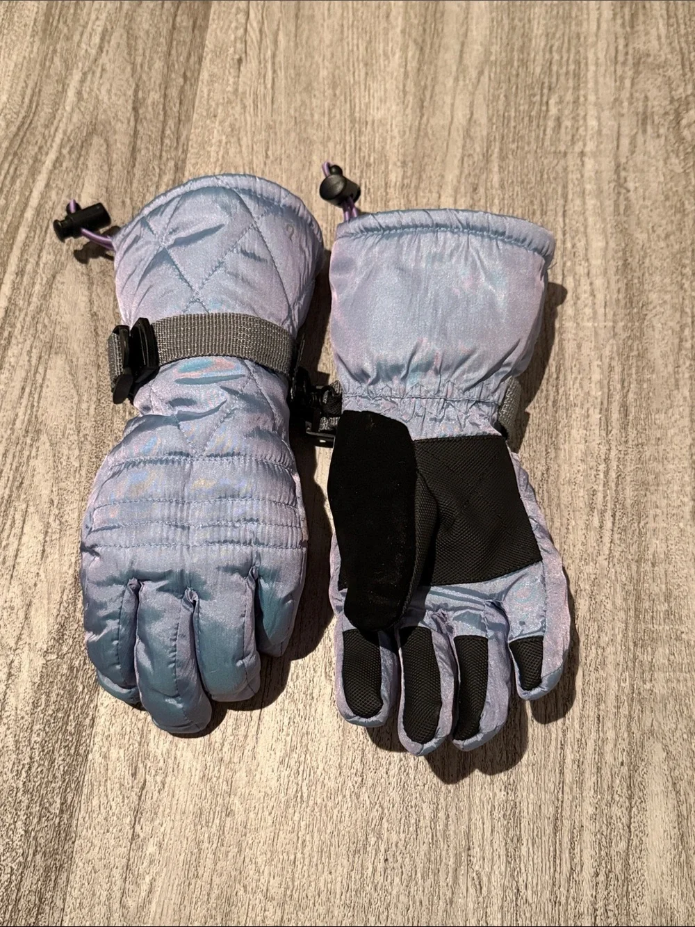 Champion Kids Light Blue and Purple Ski Mittens with Black Grip